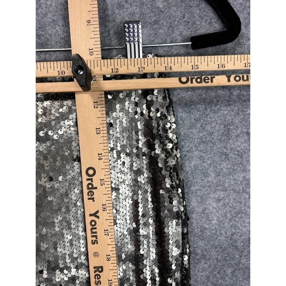 Revolve Pants Women Silver Black Back Zip Pull On Sequin Wide Leg - Picture 5 of 11